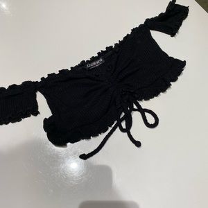 Black off the shoulder crop top